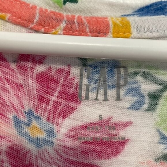GAP Easy Tee White Pink Multi Floral Scoop Neck Short Sleeve 100% Cotton T-Shirt - Picture 3 of 11